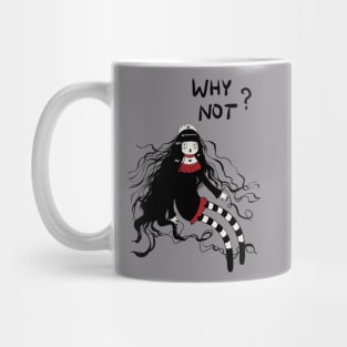 Goth Girl Black White Red Cartoon Art Mug